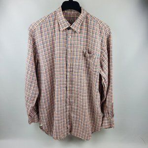 Peter Miller Men Shirt Casual Long Sleeve Button Up Plaid Large Linen Multicolor